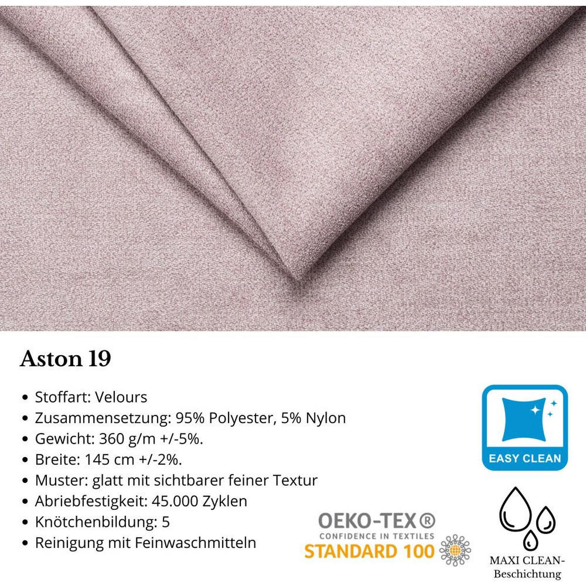 ECKSCHLAFSOFA Draco L Rosa - Silberfarben/Rosa, Textil/Metall (267/186cm) - Beautysofa