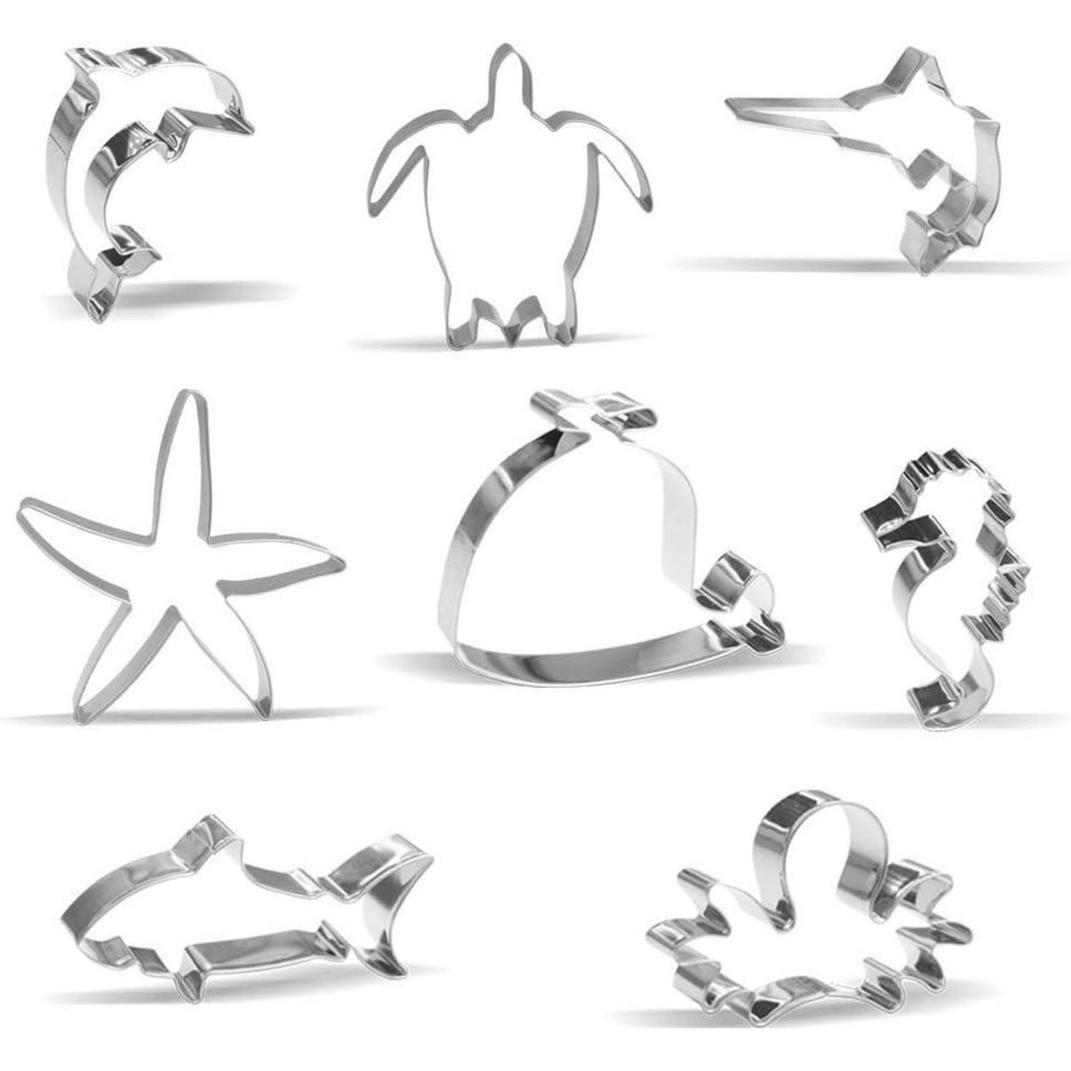 AUSSTECHFORMEN Set Meerestiere 8-teilig Edelstahl - Silberfarben, Metall (114/1/121cm)