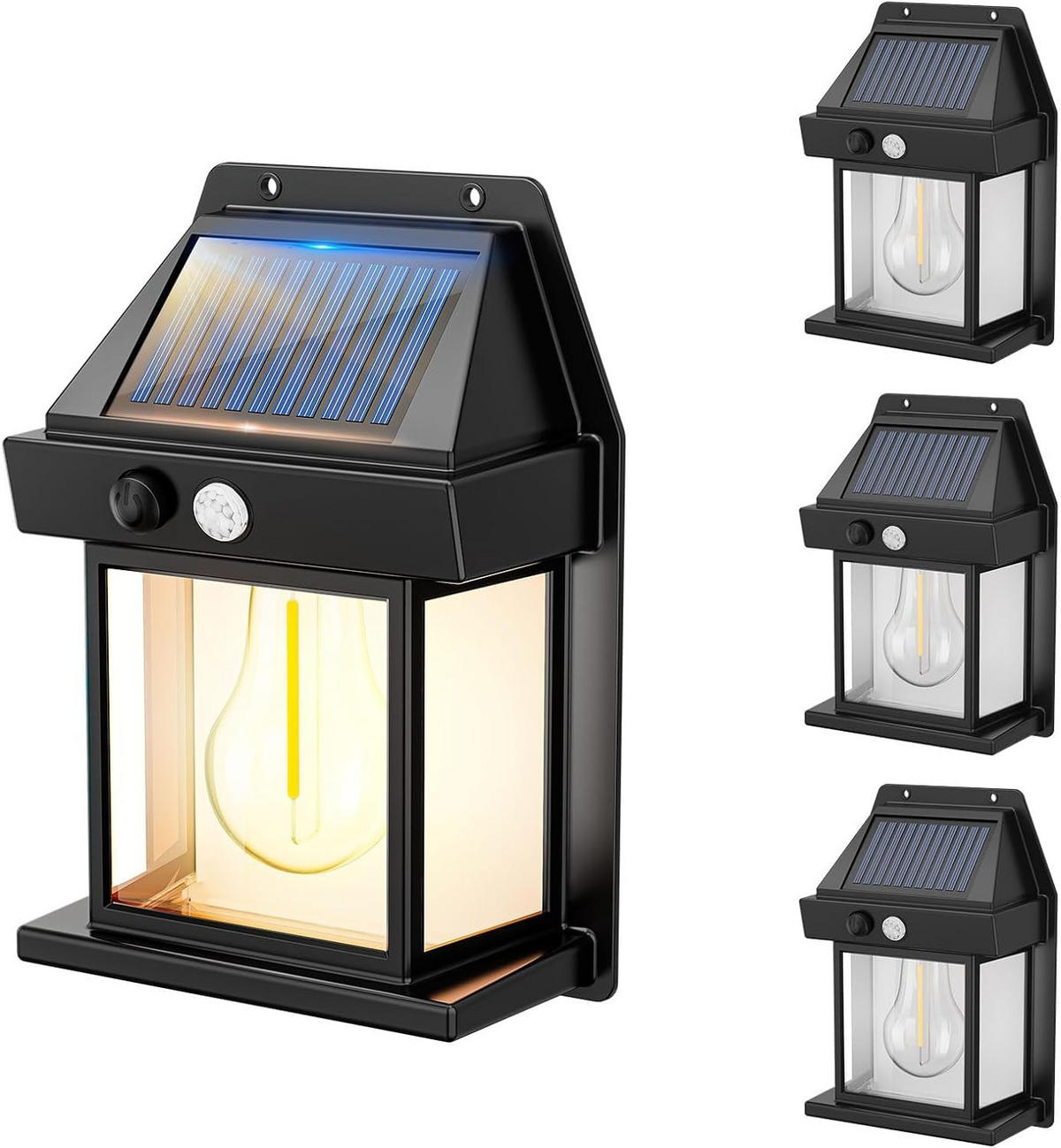 SOLAR-WANDLAMPEN 4er-set SUNFLARE schwarz - Schwarz, Kunststoff (12/6/17.3cm) - Lumisky