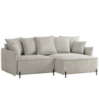 ECKSOFA MARCO Rechts, mit Schlaffunktion und Bettkasten, Creme - Creme, Textil/Metall (221/148cm) - Idohome