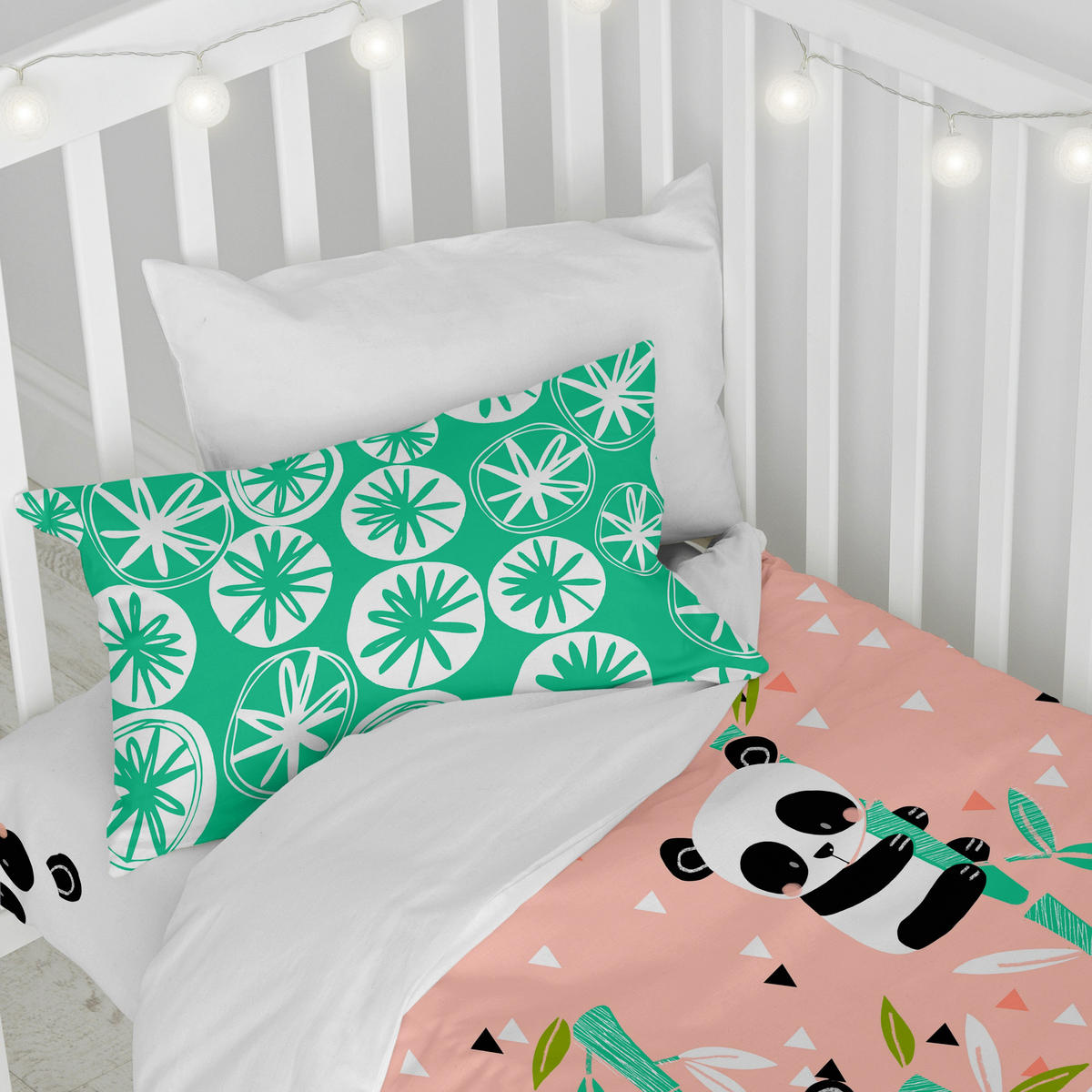 BETTBEZUG 2er-Set teiliges panda garden 100x135 cm (kinderbett) rosa - Pink, Textil (100/135cm) - Happy Friday