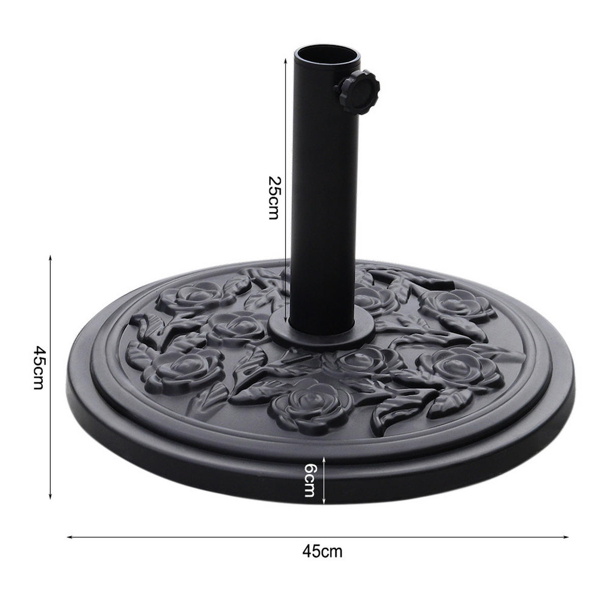 SONNENSCHIRM aus Polyester Metall in Hellgrau mit Resin-Sockel drehbar 360° neigbar 60° 3 x 2.4m Ø49 × 35 cm - Grau, Metall (240/50cm) - Livingandhome