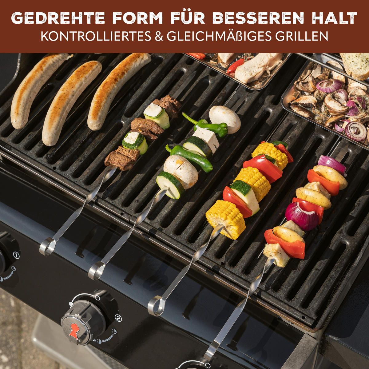 GRILLSPIESSE 10er-Set, silber, Edelstahl - Edelstahlfarben, Metall (1cm) - bremermann