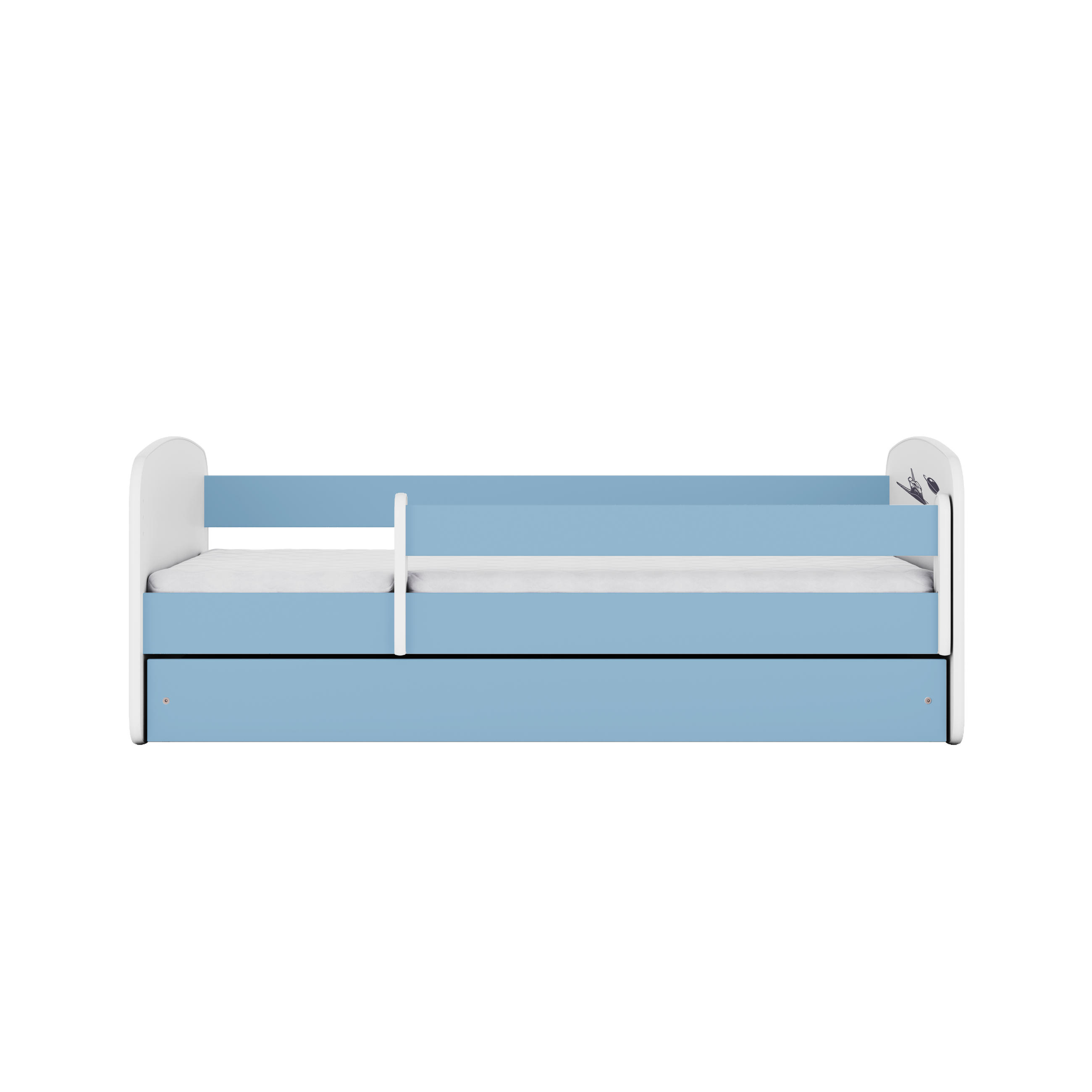 KINDERBETT NASA mit Schublade 140/70 80/61/144 - Blau, Holzwerkstoff (70/140cm) - RAUMHIRSCH FURNITURE