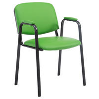 BESUCHERSTUHL Lederlook grün - Schwarz/Grün, Textil/Metall (53/79/55cm) - CLP