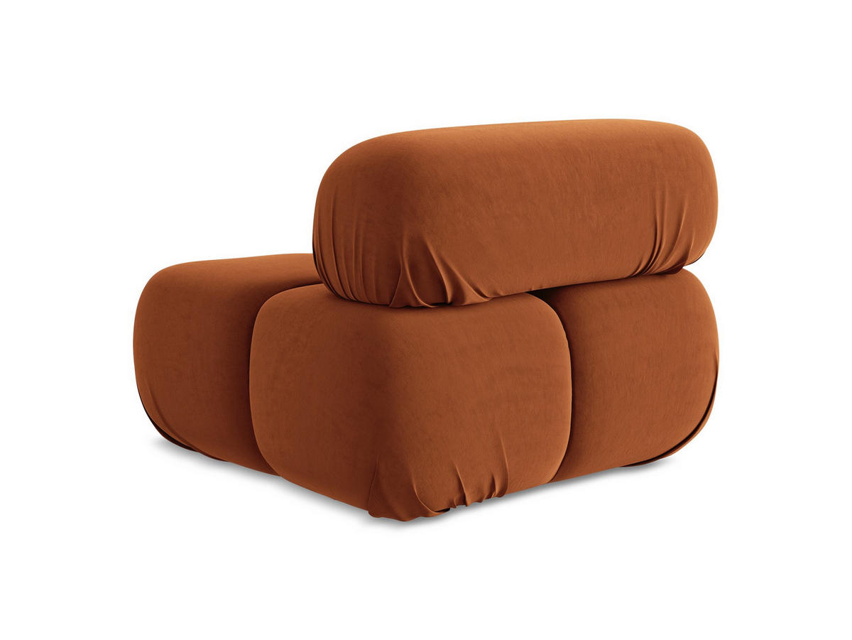 SESSEL Samt Stoff Orange - Beige/Terra cotta, Kunststoff/Textil (96/70/95cm) - Makamii