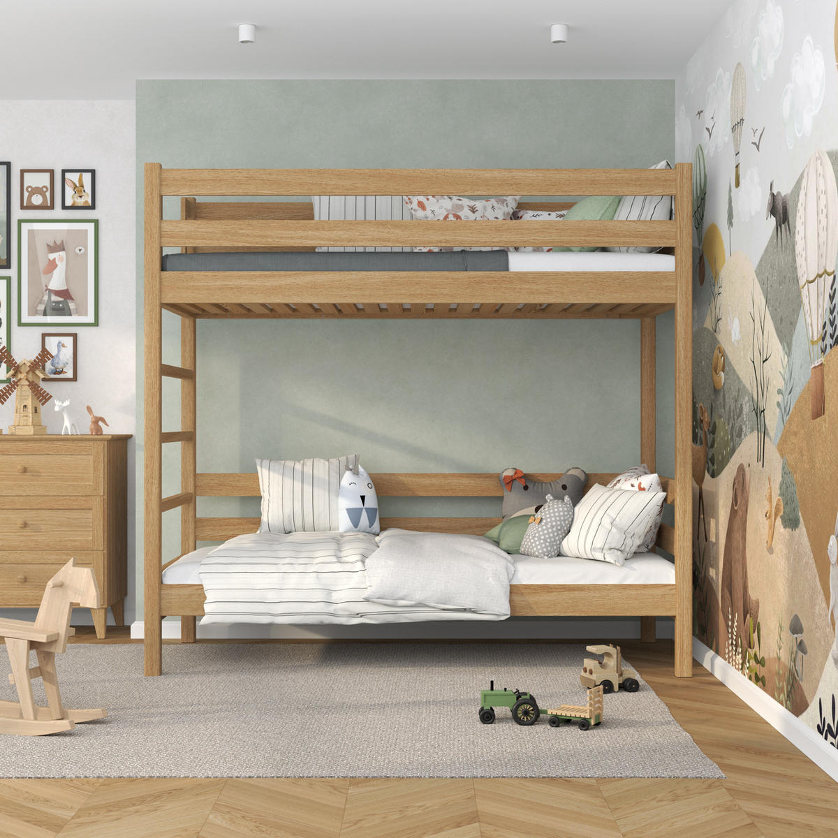 ETAGENBETT N03 Eiche Natur 90/200 - Eiche Artisan, Naturmaterialien/Holz (90/200cm) - N-Wood