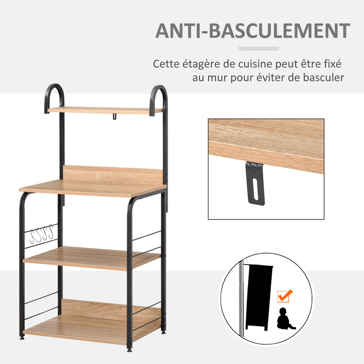 KÜCHENREGAL Braun 1 Stück - Braun, Holzwerkstoff (40/125/60cm) - GiPP