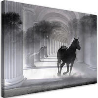 WANDBILD pferd im galopp 3d tunnel - Schwarz, Textil (60/40cm) - Feeby