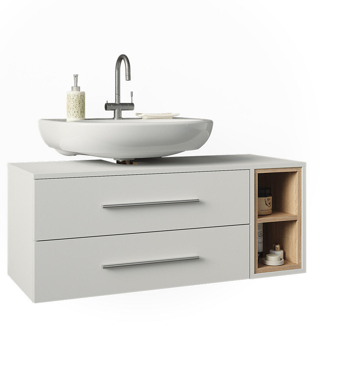 WASCHBECKENUNTERSCHRANK Beatrice, Weiß/Sonoma, 100 x 40 cm mit 2 Schubladen - Weiß/Sonoma Eiche, Holzwerkstoff (100/40/40cm) - Vicco