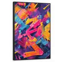 LEINWAND Bilder mit Rahmen - Abstrakt - Formen - Farbenfroh - 60x90 - Magenta, Textil (60/90cm) - MuchoWow