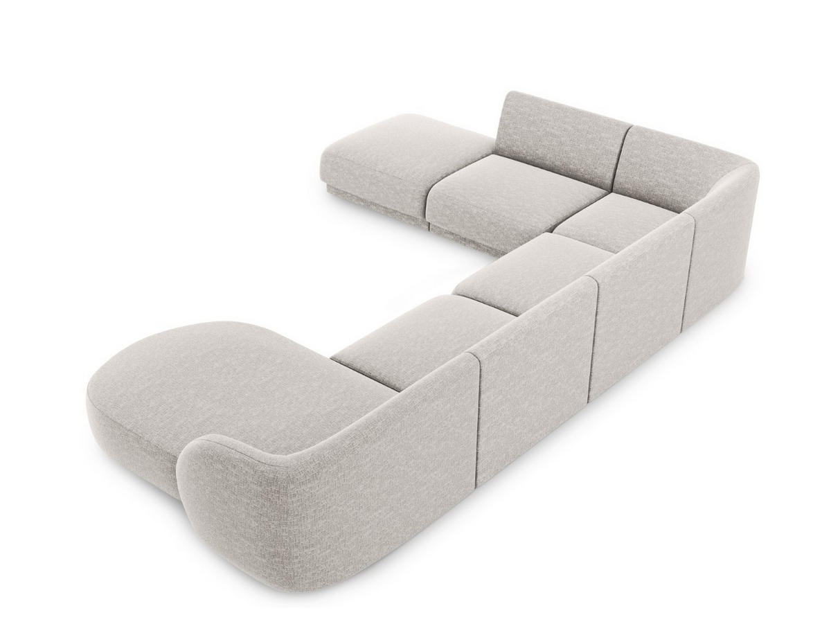 PANORAMASOFA links Miley aus Chenille-Stoff hellgrau 6 Sitzplätze - Hellgrau, Textil (255/70/330cm) - Micadoni