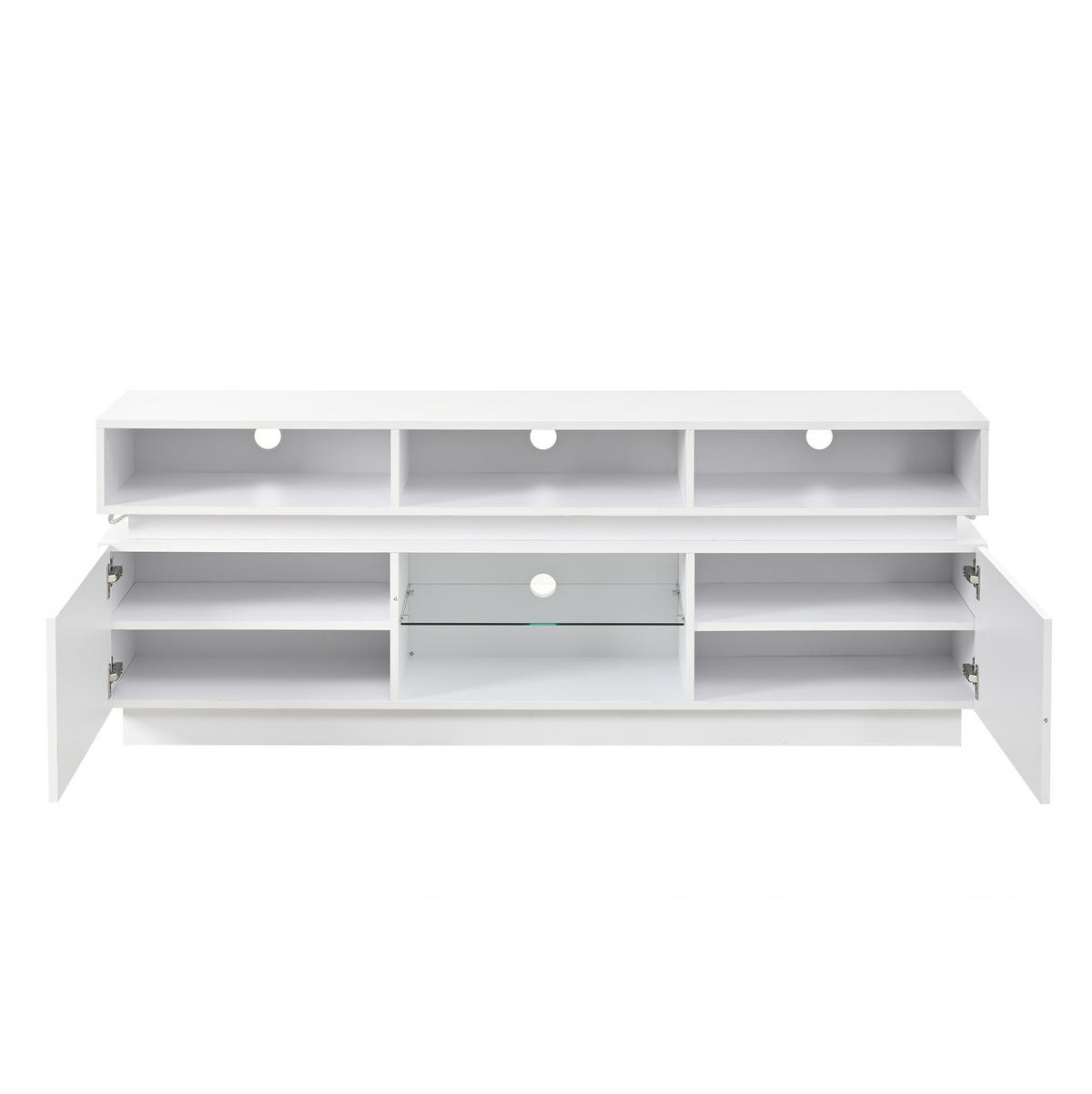 TV-LOWBOARD 160/35/60 cm weiß aus MDF mit Glasplatte und LED - Weiß, Holzwerkstoff (35/60/160cm) - OKWISH