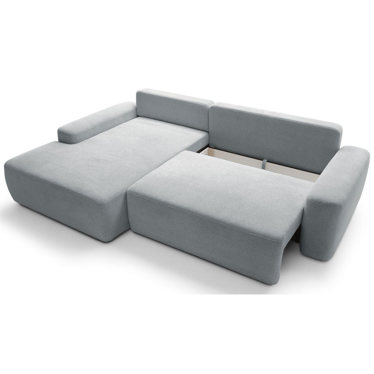 ECKSOFA Baleo Hellgrau Chenille-Bezug - Hellgrau/Schwarz, Kunststoff/Textil (264/162cm) - Selsey