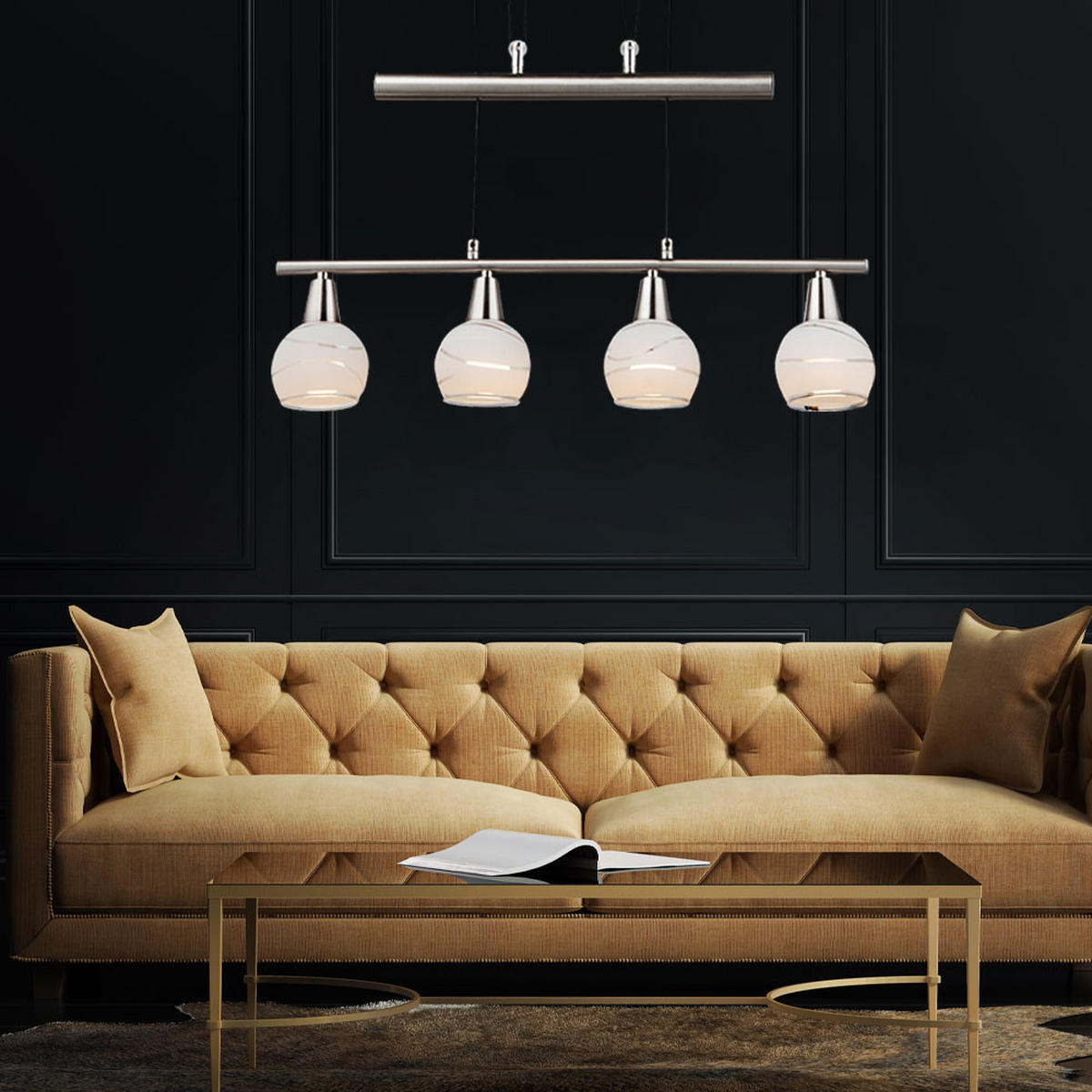 LED HÄNGELEUCHTE Metall Silber - Silberfarben, Glas (60/10/160cm) - Globo Lighting