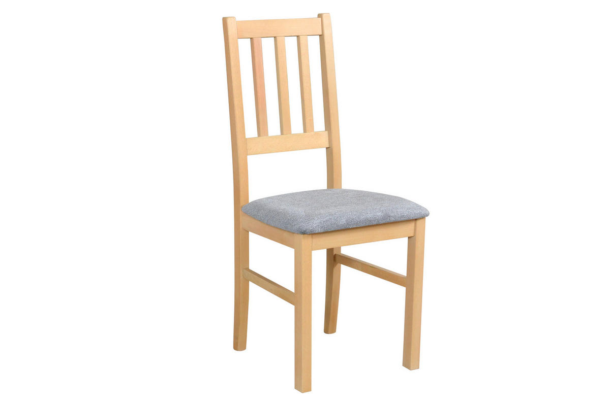 STUHL Bos 4 (6er Set) - Birkefarben/Zinkfarben, Holz (43/94/40cm) - Leaf Design