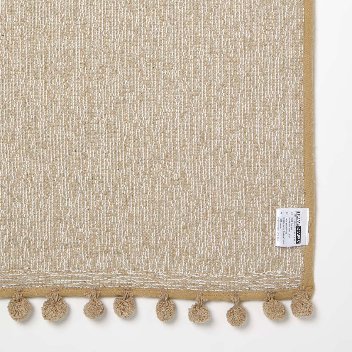 BADEMATTE Pompons 50/80 cm, Baumwolle - Beige, Textil (50/80cm) - Homescapes