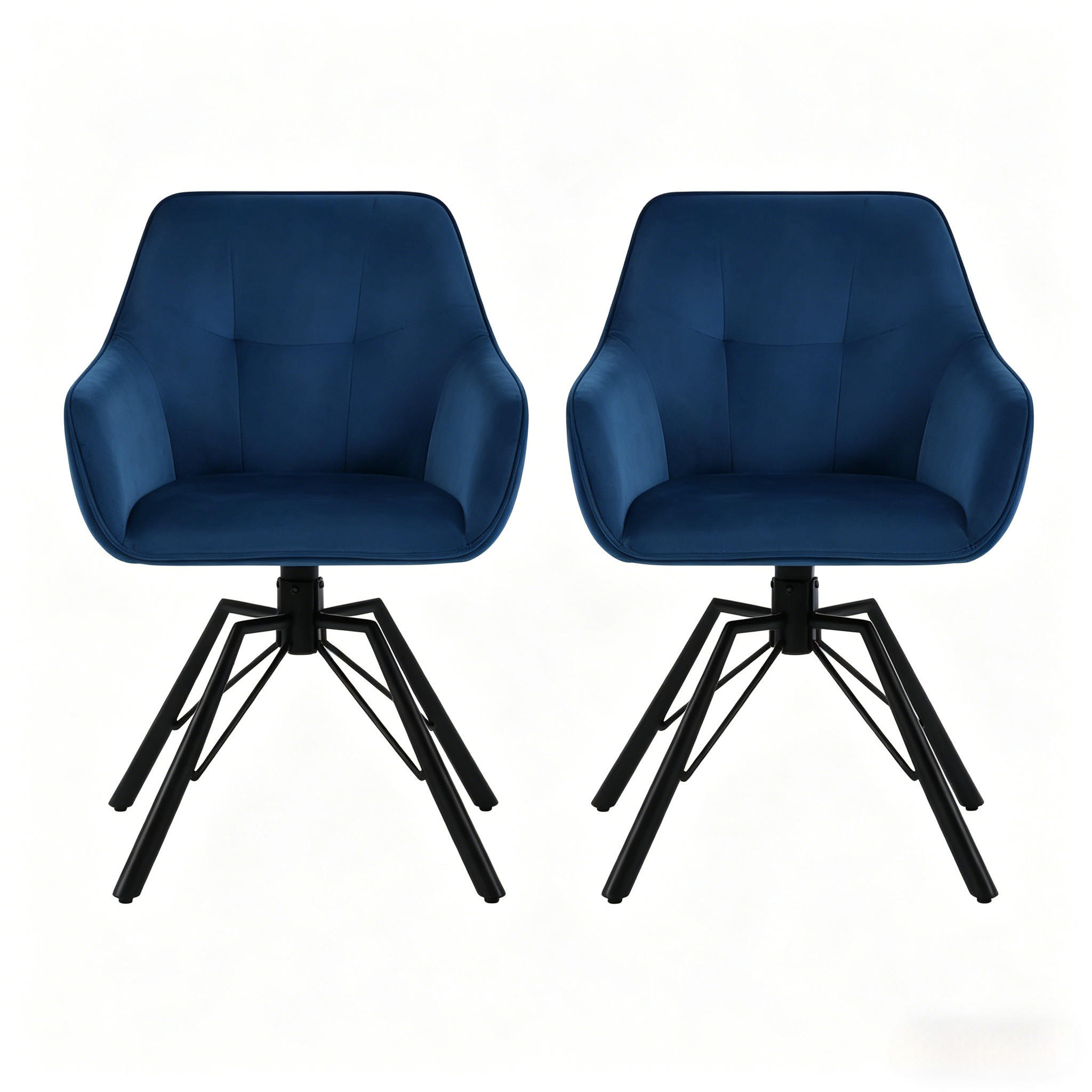 ARMLEHNSTUHL-SET DE-36126 2 Stück drehbar Grau - Blau, Metall (54/82.5/57cm) - ComfortXL
