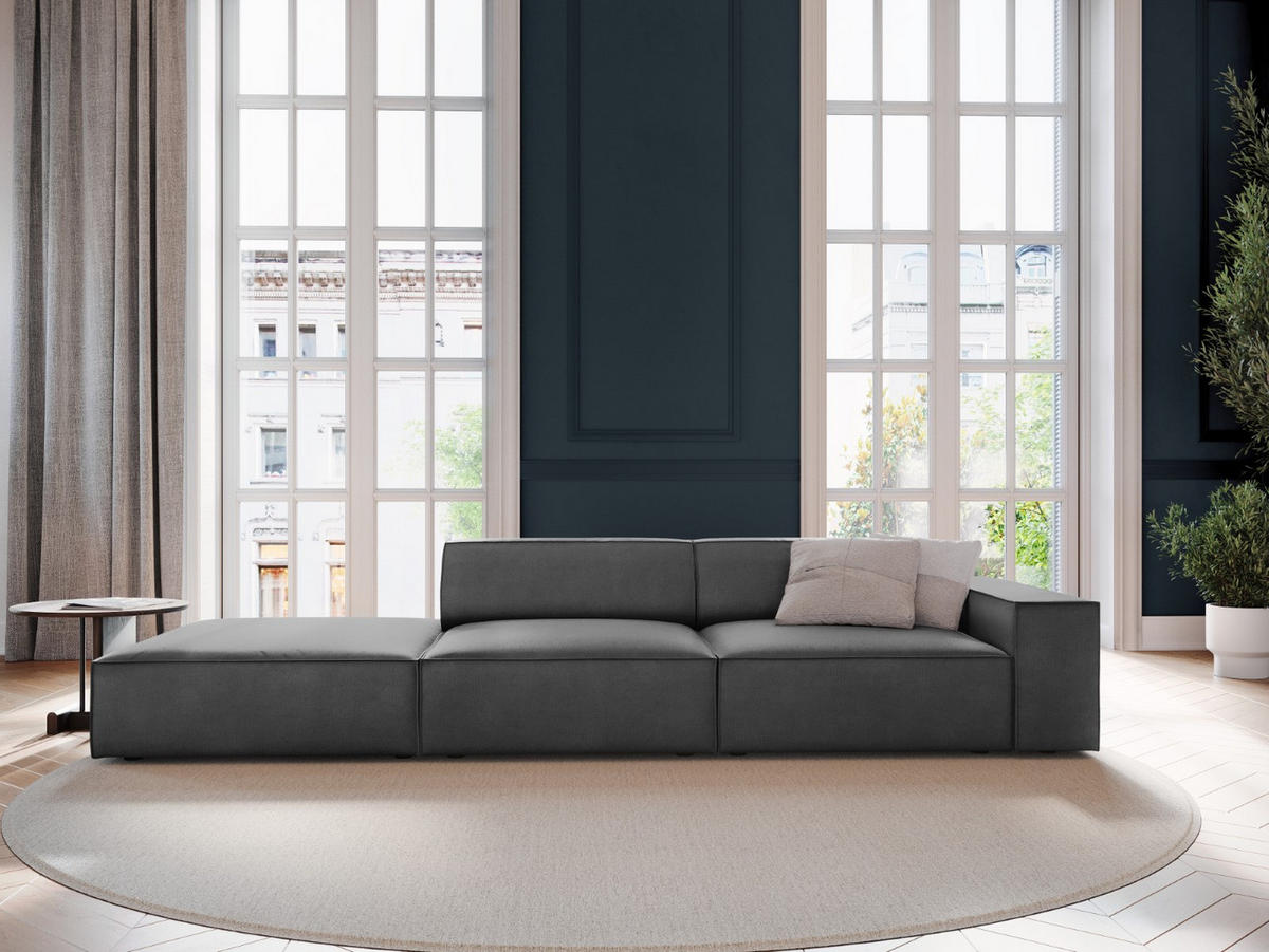 SOFA Jodie aus Samt grau 3 Sitzplätze - Grau, Textil (262/70/102cm) - Micadoni
