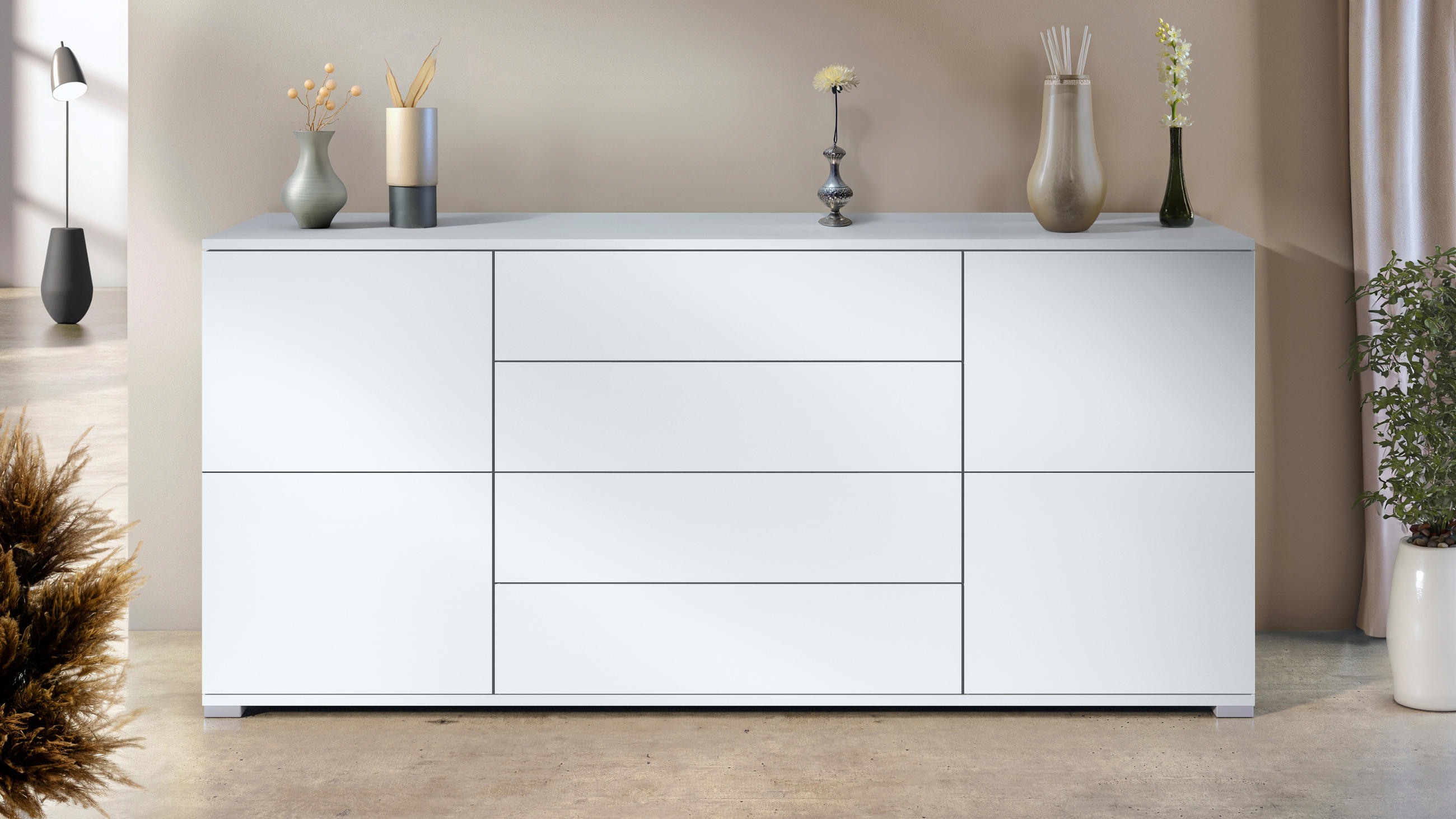 SIDEBOARD Rova Weiß matt - Weiß, Holzwerkstoff (166.5/75.5/35cm) - Vladon