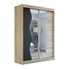 SCHWEBETÜRENSCHRANK 120 CM RIMA Farbe: Sonoma / schwarz / sonoma - Schwarz/Braun, Holzwerkstoff (120/215/59.5cm) - A&J MöbelLand