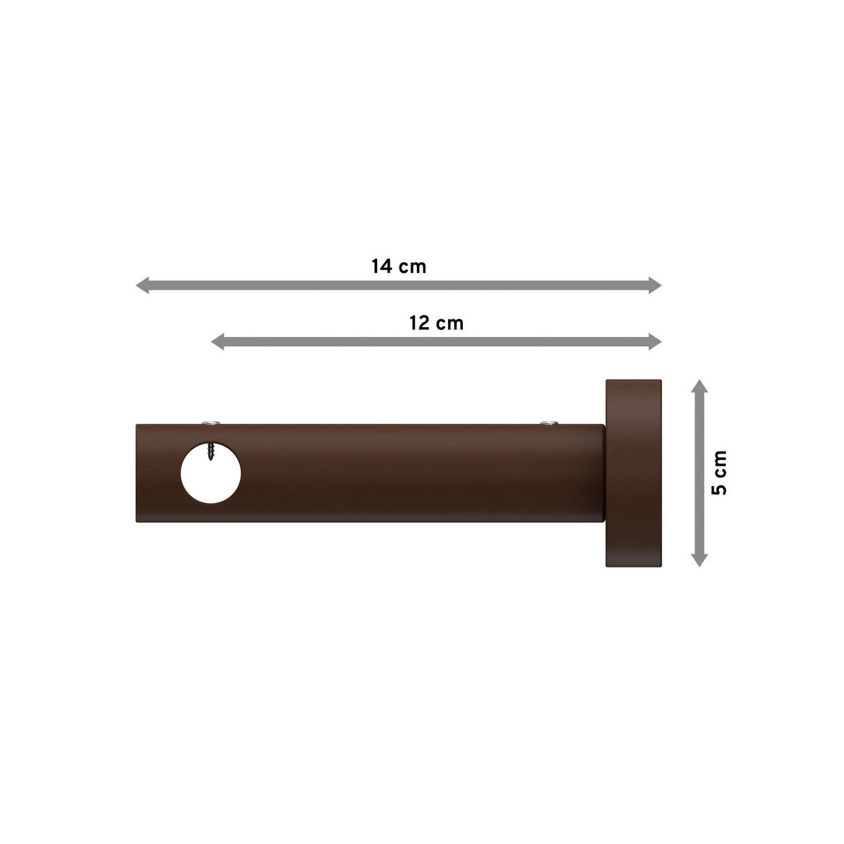 TRÄGER FÜR GARDINENSTANGEN 16 mm Ø, Adrian 1-läufig, Nussbaum - Nussbaumfarben, Holz (14.1/5.3/5.3cm) - INTERDECO