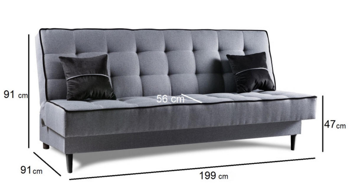 SOFA Grau Bonito Gepolstert - Grau, Naturmaterialen/Textil (199/91/91cm) - Sepro Meble