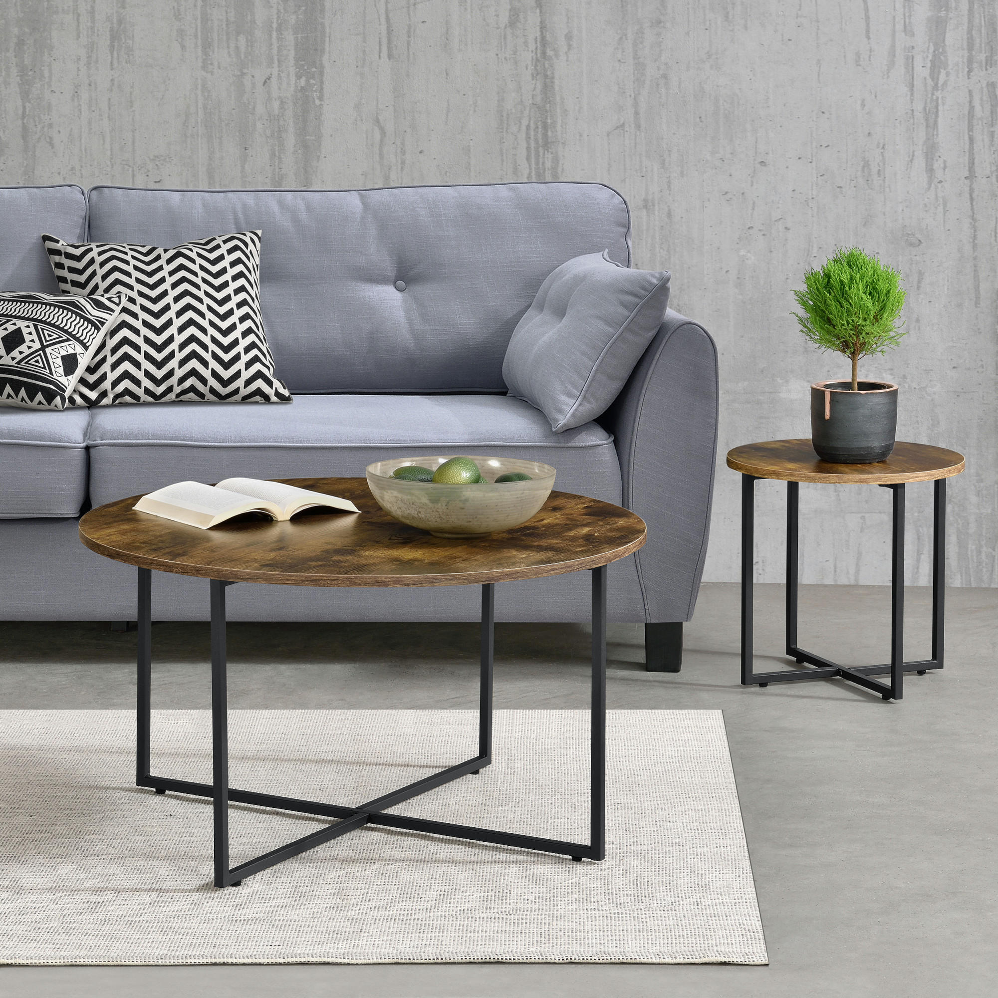 Thumbnail - [en.casa] Tisch, Braun, Metall, 80x45x80 cm, Wohnzimmer, Wohnzimmertische, Couchtische