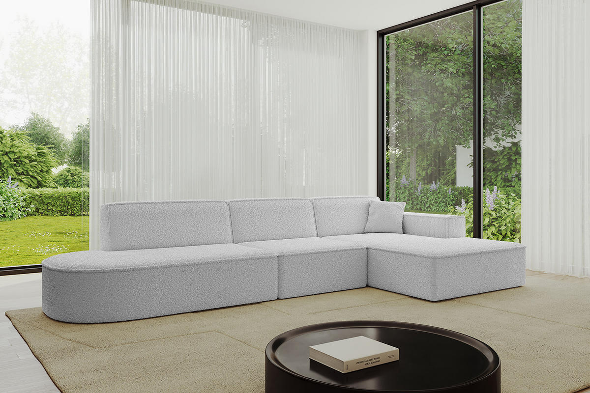ECKSOFA Ottomane Rechts IREA-L2-v4 - 318x165x72,5 cm Hellgrau - Hellgrau, Holzwerkstoff/Textil (318/165cm) - ALTDECOR
