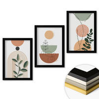 WANDBILDER 3er-Set - 20x30 cm Schwarzer Rahmen - Abstrakte Pflanzenformen - Schwarz, Kunststoff (20/30cm) - ArtPrintCave