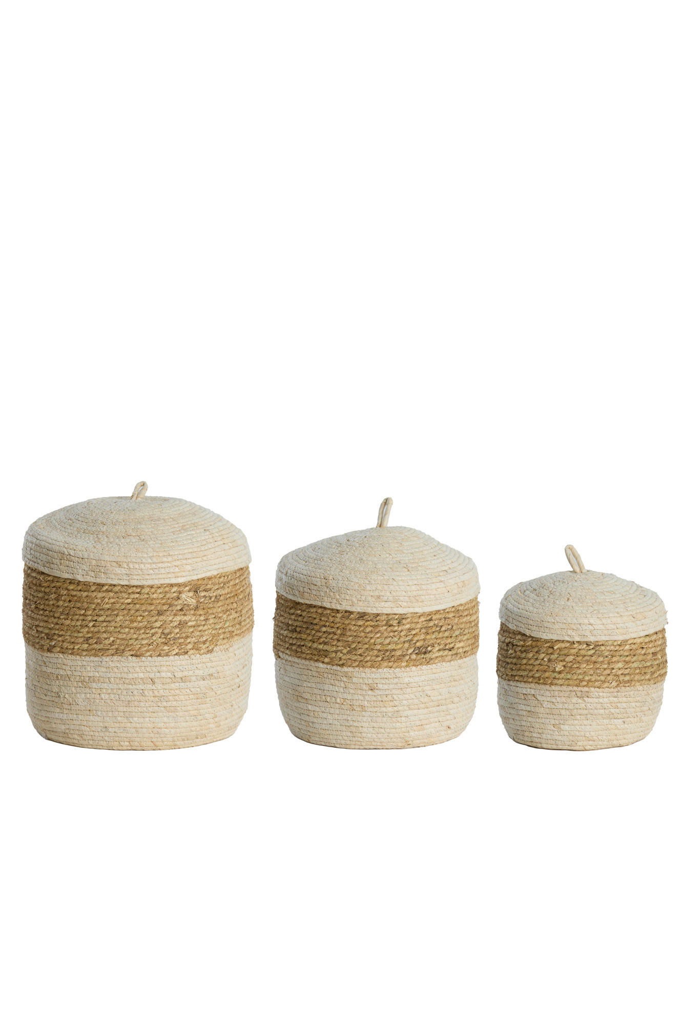 KORB Kenmare Braun Ø34/36 cm 3er-Set - Creme, Naturmaterialien (34/36/34cm) - Light & Living