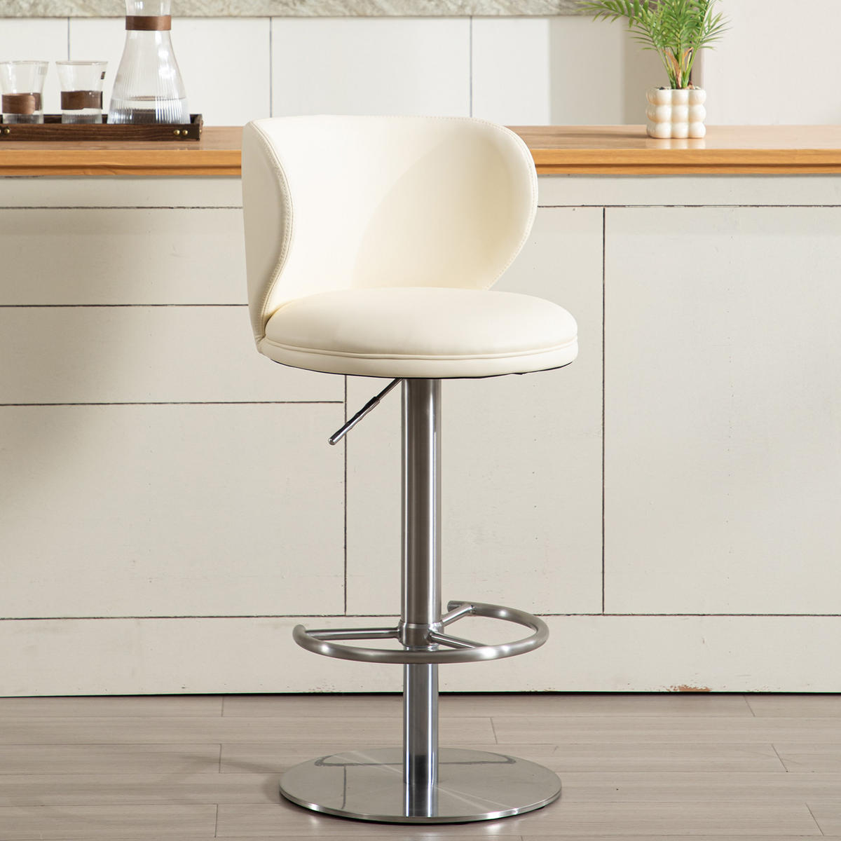 BARHOCKER DE-36413 höhenverstellbar mit 360°-Drehung Weiß - Weiß, Metall (52.5/116/52.5cm) - ComfortXL