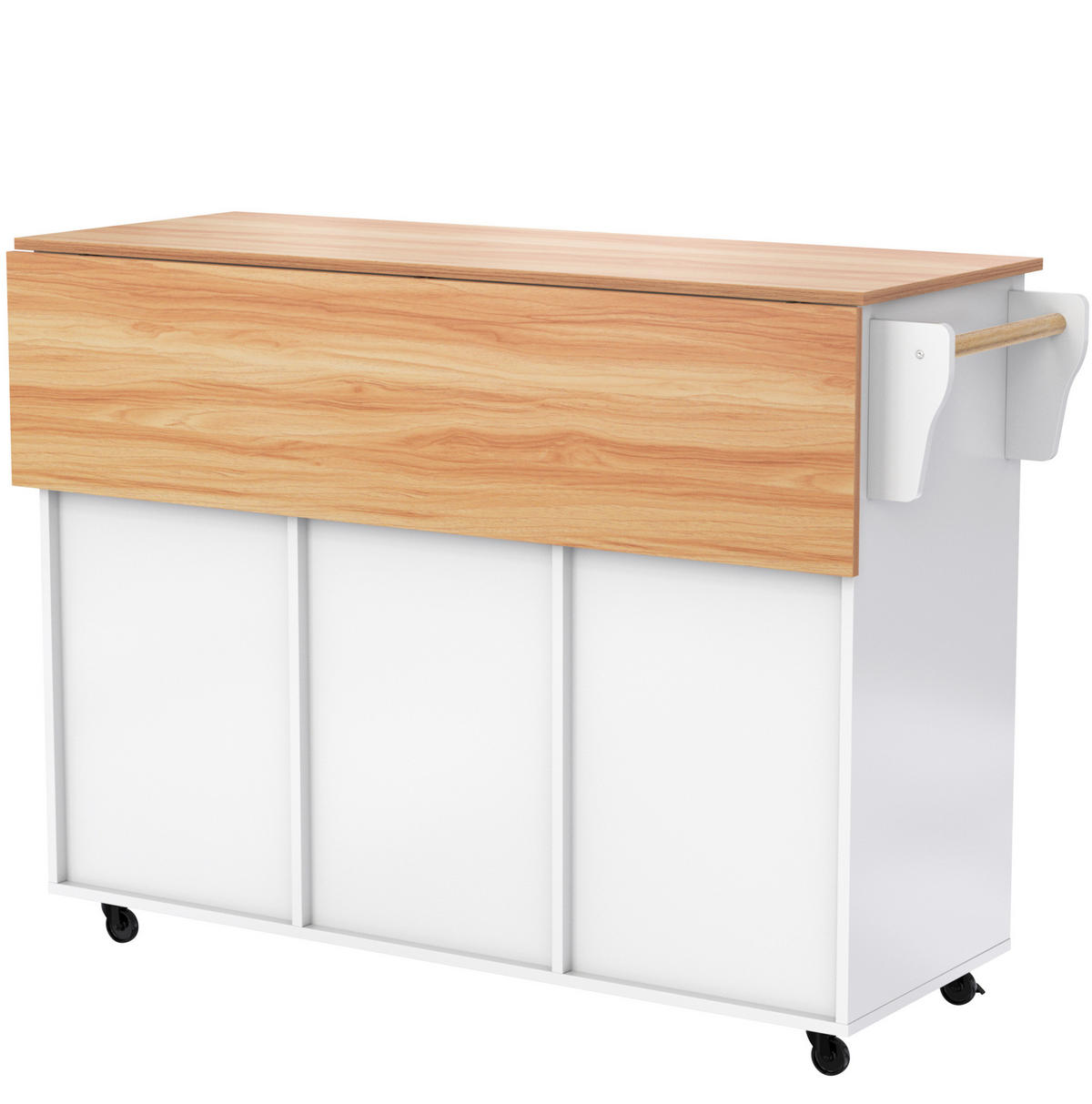 KÜCHENINSEL mit Klapptischplatte 129 x 71 x 91,5 cm MDF Weiß - Weiß, Holz (46/91.5/129cm) - Beauniv