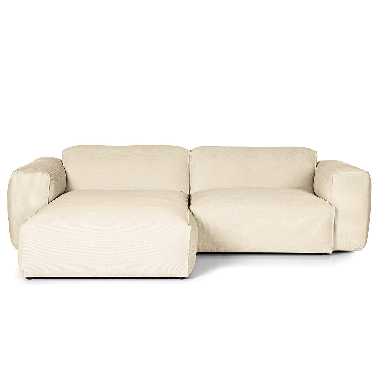 1,5-SITZER ECKSOFA mit Longchair - Beige/Schwarz, Kunststoff/Textil (260/173cm) - home24