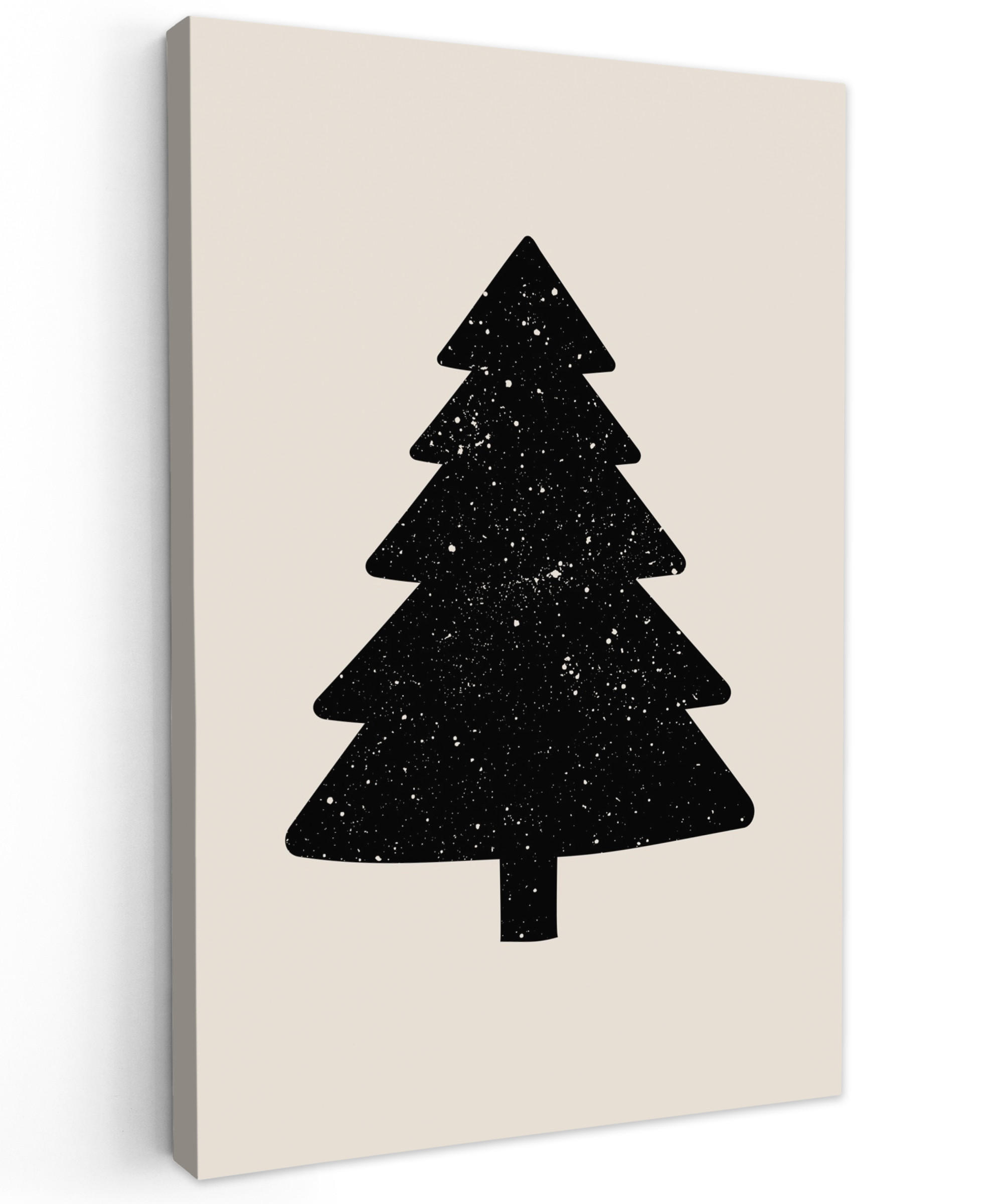 LEINWANDBILD Weihnachtsbaum - Schwarz - Urlaub - Beige 90x140 cm - Schwarz, Textil (90/140cm) - MuchoWow