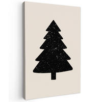 LEINWANDBILD Weihnachtsbaum - Schwarz - Urlaub - Beige 90x140 cm - Schwarz, Textil (90/140cm) - MuchoWow