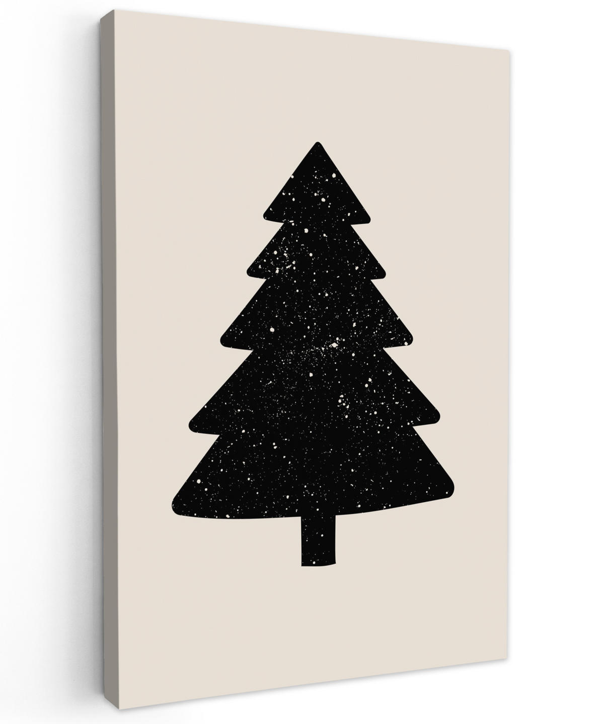 LEINWANDBILD Weihnachtsbaum - Schwarz - Urlaub - Beige 90x140 cm - Schwarz, Textil (90/140cm) - MuchoWow