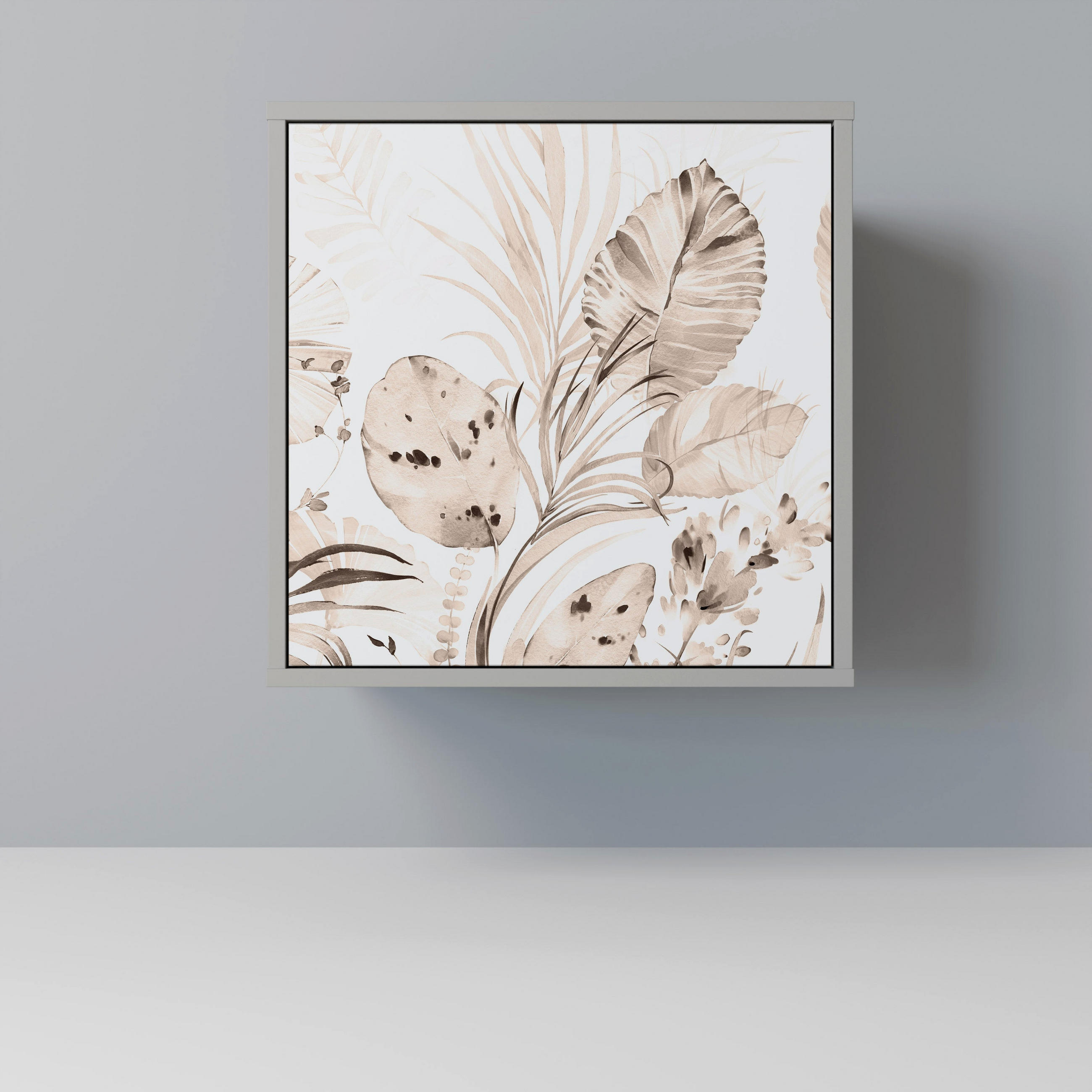 SIDEBOARD WILD TENDERNESS, Grau, 57,5x42x57,5 cm, Ohne Füße - Multicolor/Grau, Holzwerkstoff (57.5/57.5/42cm) - SpaceRebels