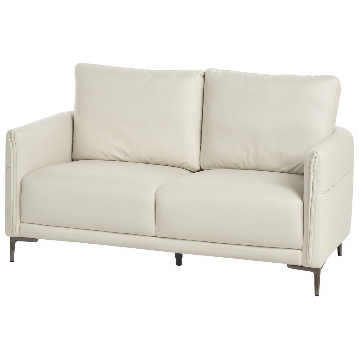 2-SITZER-SOFA Stoff Hellbeige Cilens - Beige/Silberfarben, Textil (152/93/83cm) - Beliani