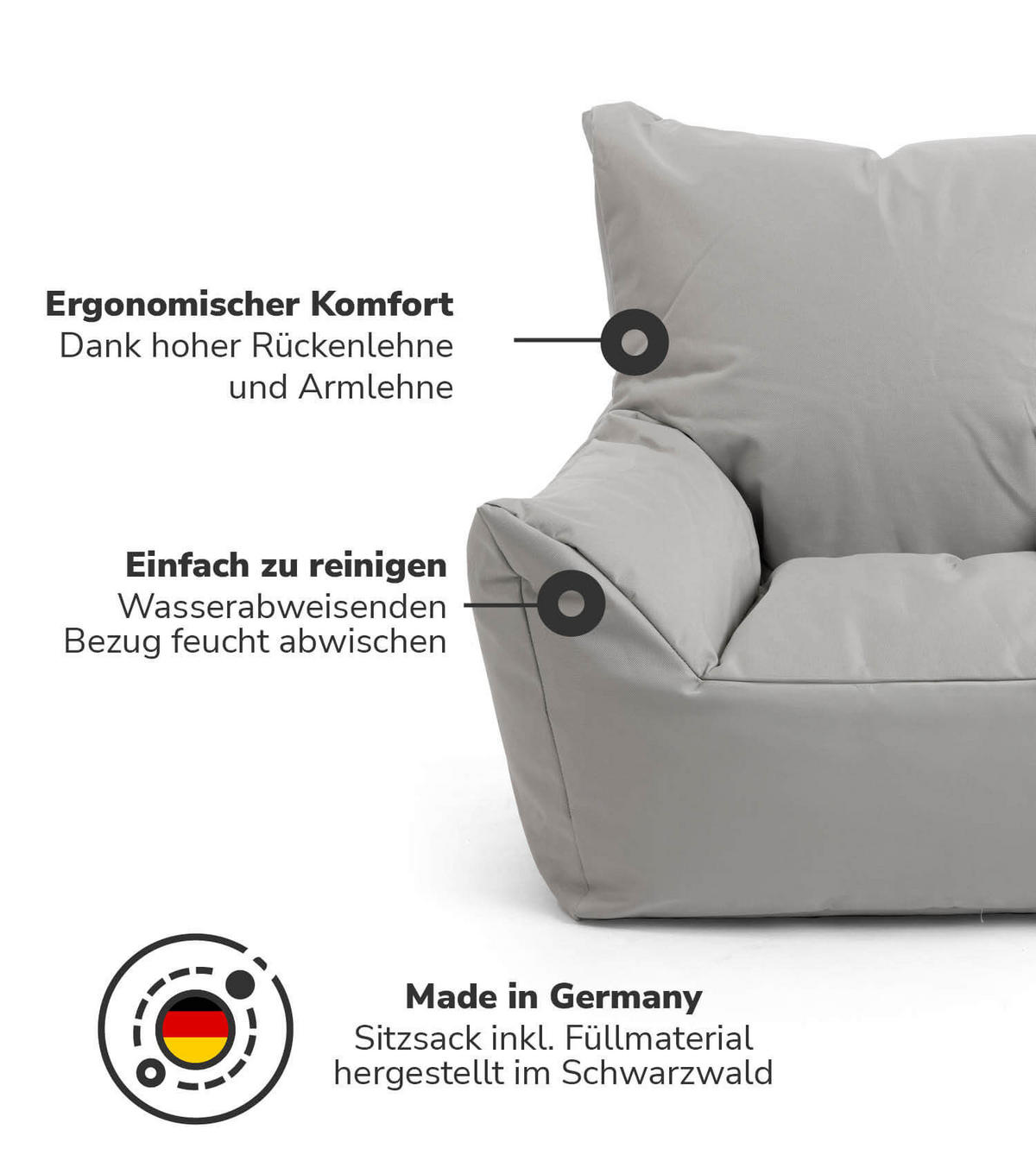 OOUTDOOR-KINDER-SITZSACK Der Gartenzwerg - Grau, Textil (52/57/53cm) - Mokebo