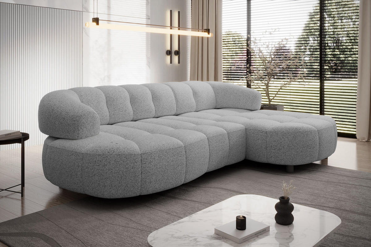 ECKSOFA Wesper S – Eckcouch mit Elektrischer Sitzverstellung, L-förmig, Freistehend, Relaxfunktion, 183x284x79 cm – Rechte, Grau - Grau, Holz/Textil (284/113cm) - DomoHome