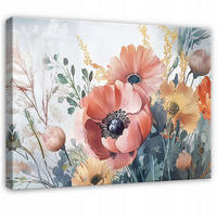 BILDER Blumen Aquarell Bunt Modern Wohnzimmer 60x40 - Multicolor, Holzwerkstoff (60/40cm) - Wallarena