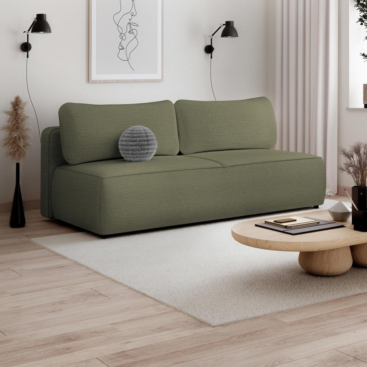 SCHLAFSOFA Darling 2-Sitzer, mit Bettkasten, Dunkelgrün - Dunkelgrün, Textil (210/92/100cm) - Beautysofa