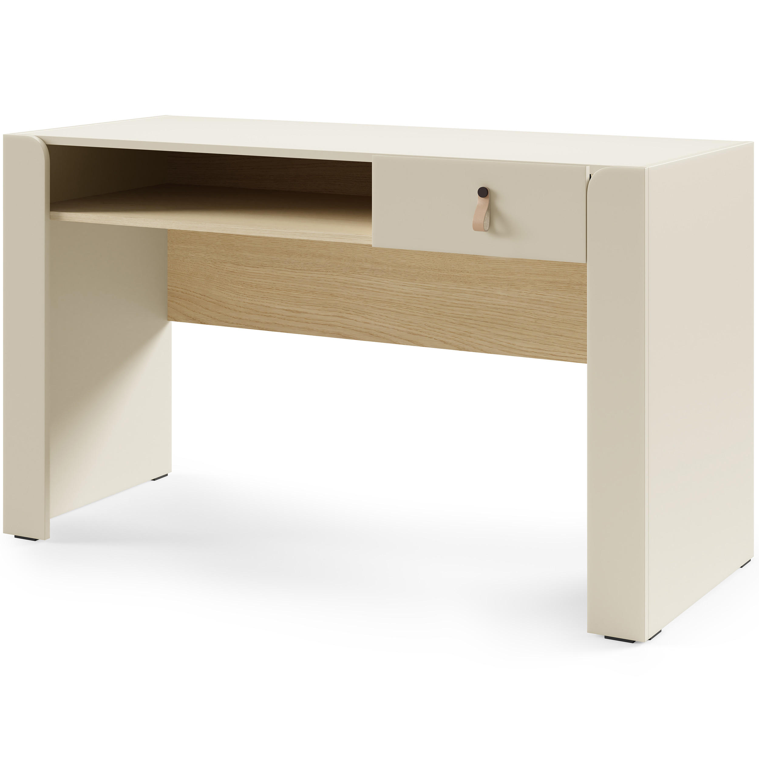 SCHREIBTISCH Sorella mit Schublade und offenem Regal, für Jugendzimmer, Macadamia + Eiche Mavelie - Eichefarben/Beige, Leder/Holzwerkstoff (52/120/76cm) - Beautysofa