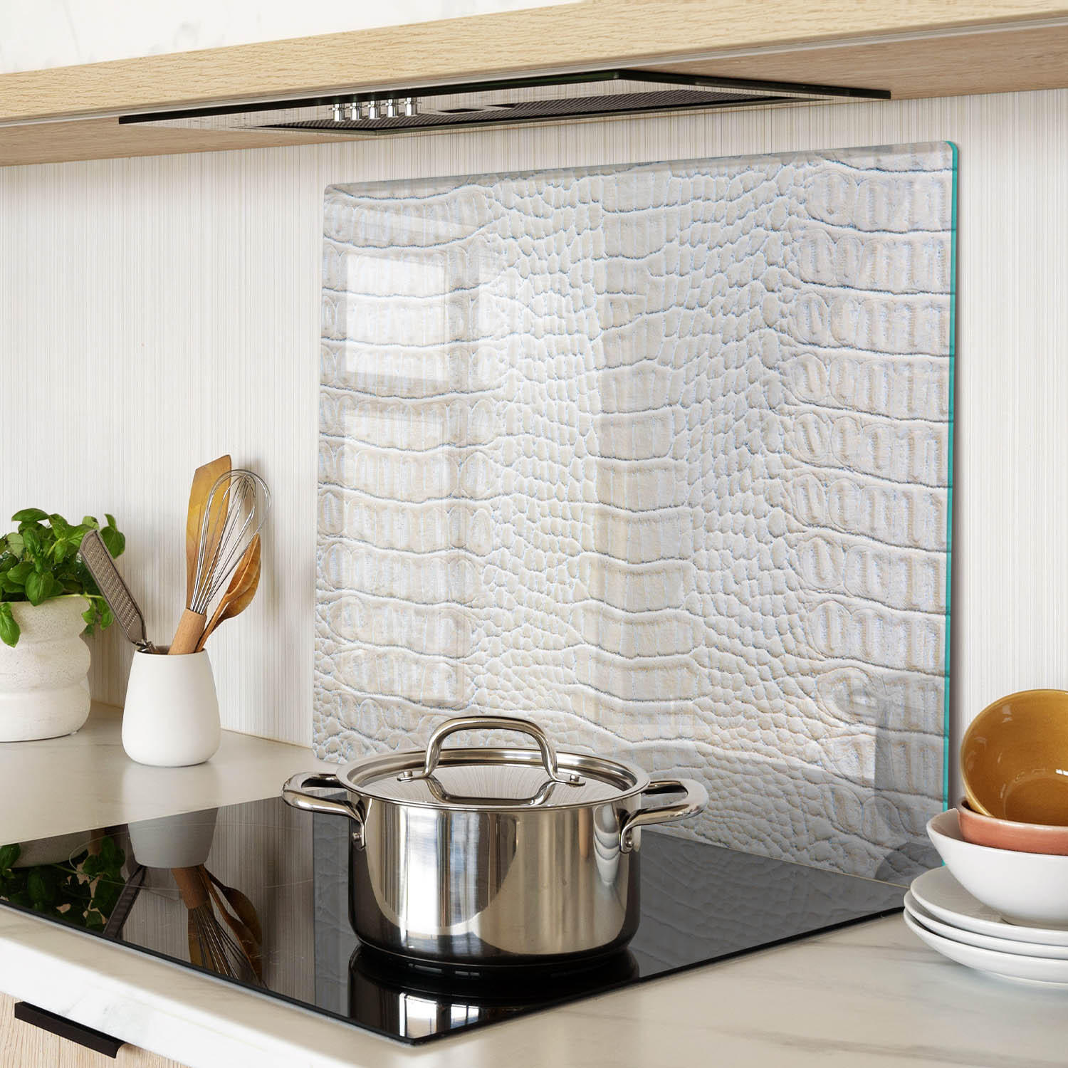 GLASPLATTE 60x52 cm Krokodilhaut - Beige, Glas (60/0.4/52cm) - TULUP
