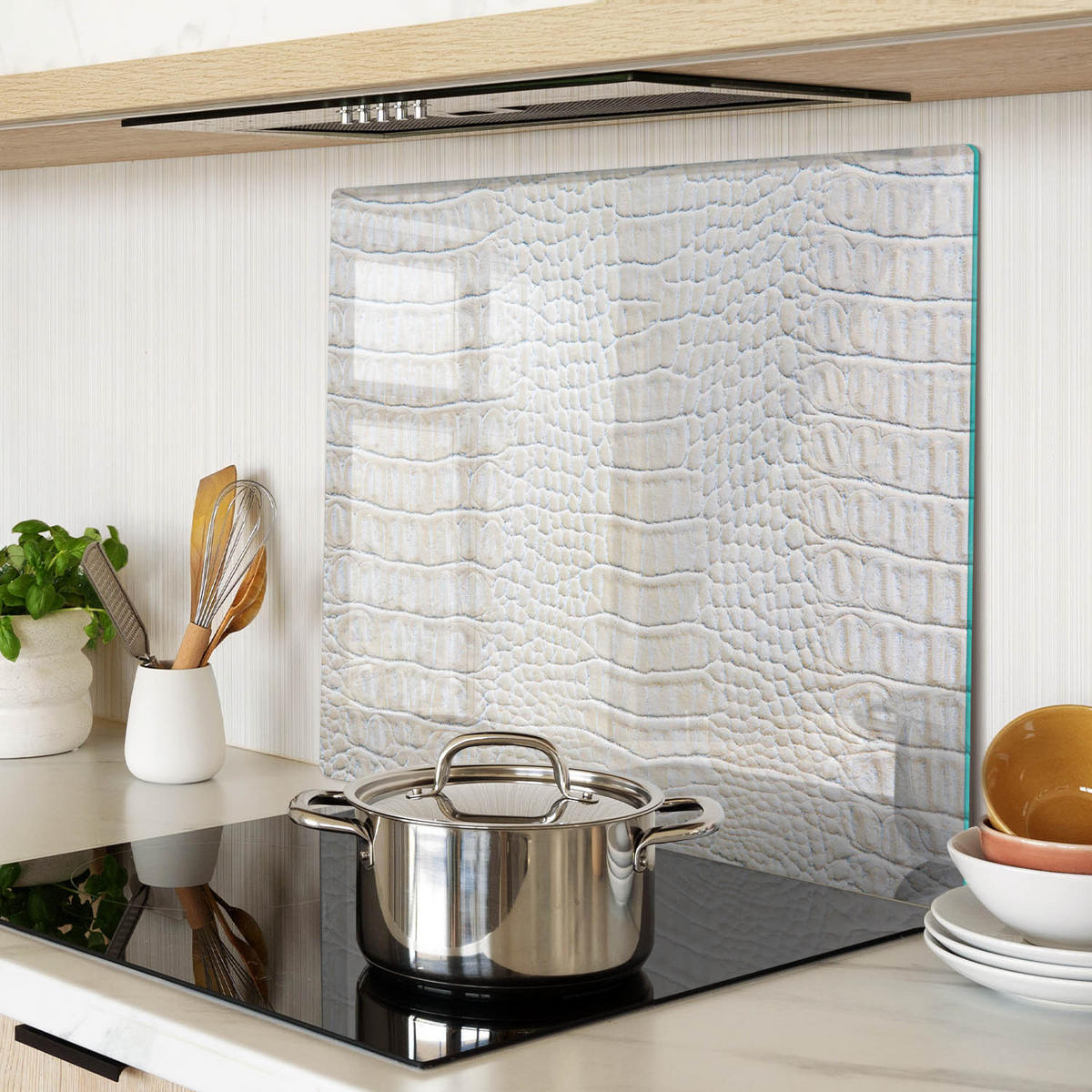 GLASPLATTE 60x52 cm Krokodilhaut - Beige, Glas (60/0.4/52cm) - TULUP
