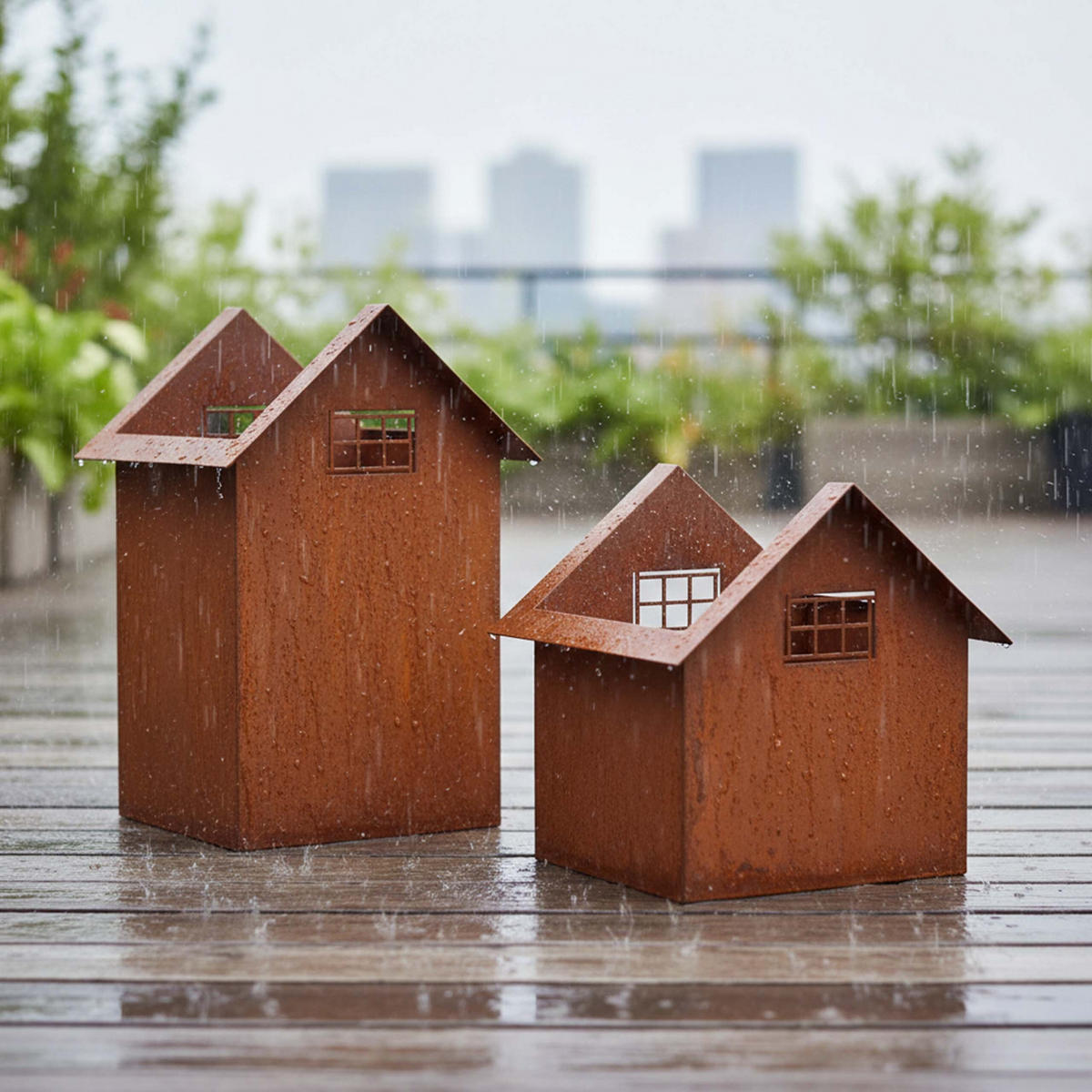 2-TLG.GARTENDEKO - Braun, Metall (28cm) - Relaxdays