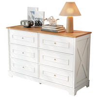 SIDEBOARD 120/40/76 cm in Weiß/Natur mit 6 Schubladen im Landhausstil - Weiß, Holzwerkstoff (120/76/40cm) - Flora Grace
