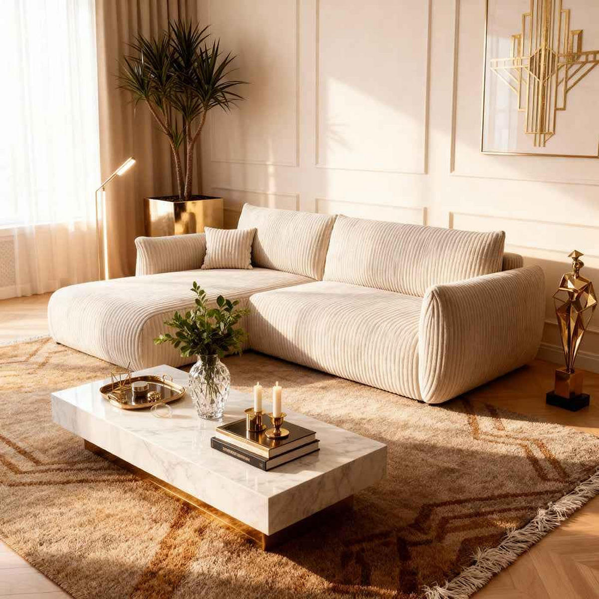 ECKSOFA ALLORO Rosa - Rosa, Textil (257/88/177cm) - Pillovely