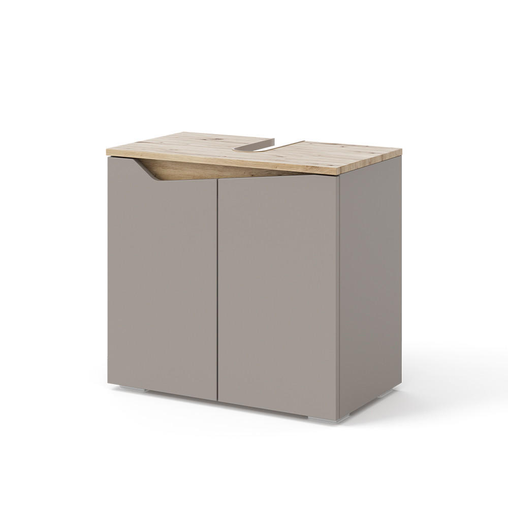 WASCHBECKENUNTERSCHRANK Marelle Greige 60 x 57.5 cm mit 2 Türen - Greige/Eiche Artisan, Holzwerkstoff (60/57.5/35cm) - Vicco